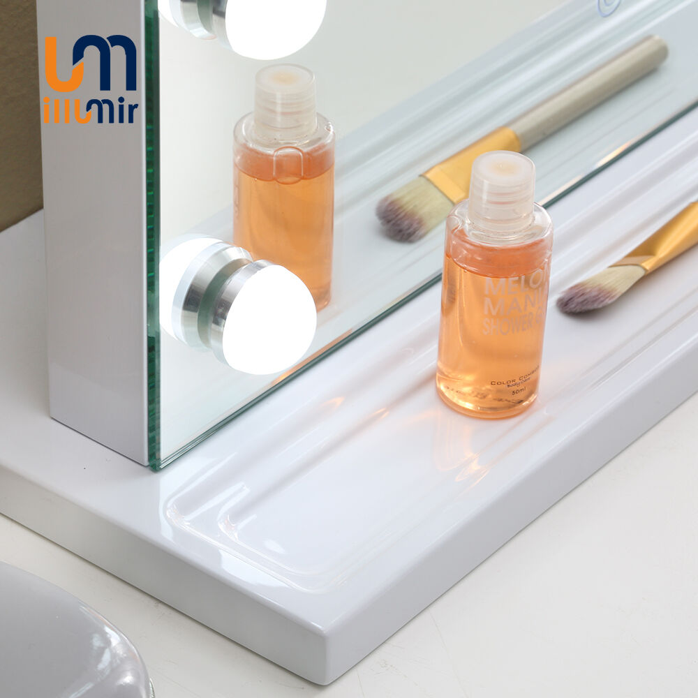 Portable LED Makeup Mirror 1002 Series - 3 Sizes, Wood Frame, Dimmable, BT Speaker
