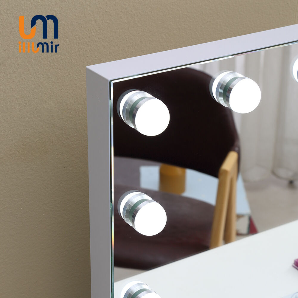 Portable LED Makeup Mirror 1002 Series - 3 Sizes, Wood Frame, Dimmable, BT Speaker